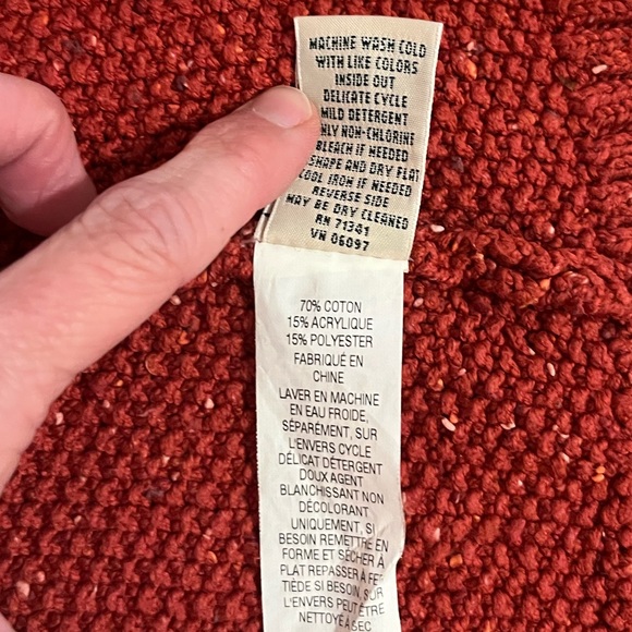 Lands’ End Women’s Orange Rust Colored Thick Open Front Sweater Cardigan, Large - Picture 7 of 8